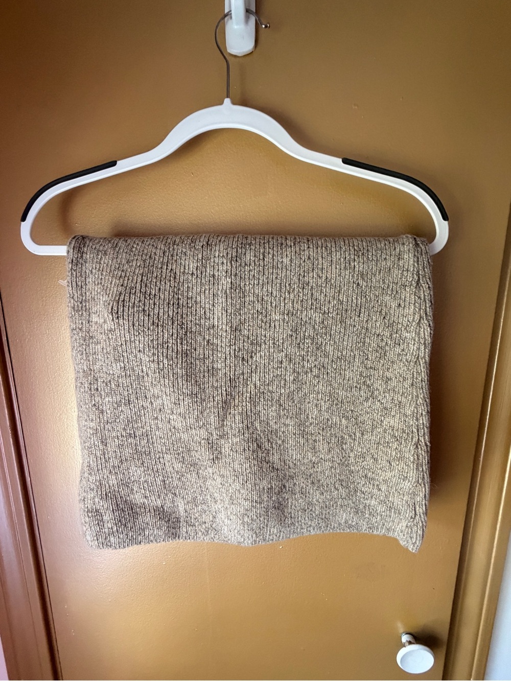 Zara Taupe Ribbed Cowl-Turtleneck Sweater